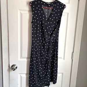 Blue Crew Neck Sleeveless Sheath Midi Dress